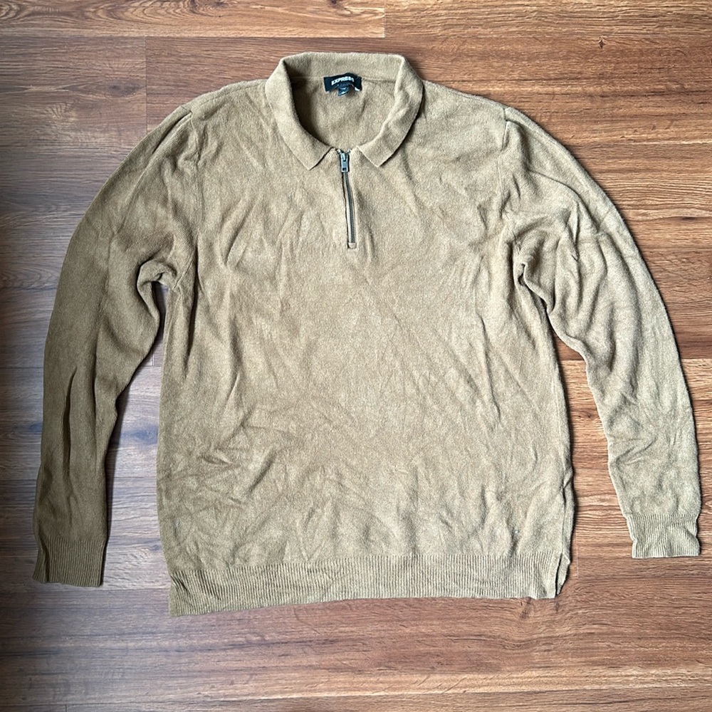 Express Men Long Sleeve Sweater Polo Large